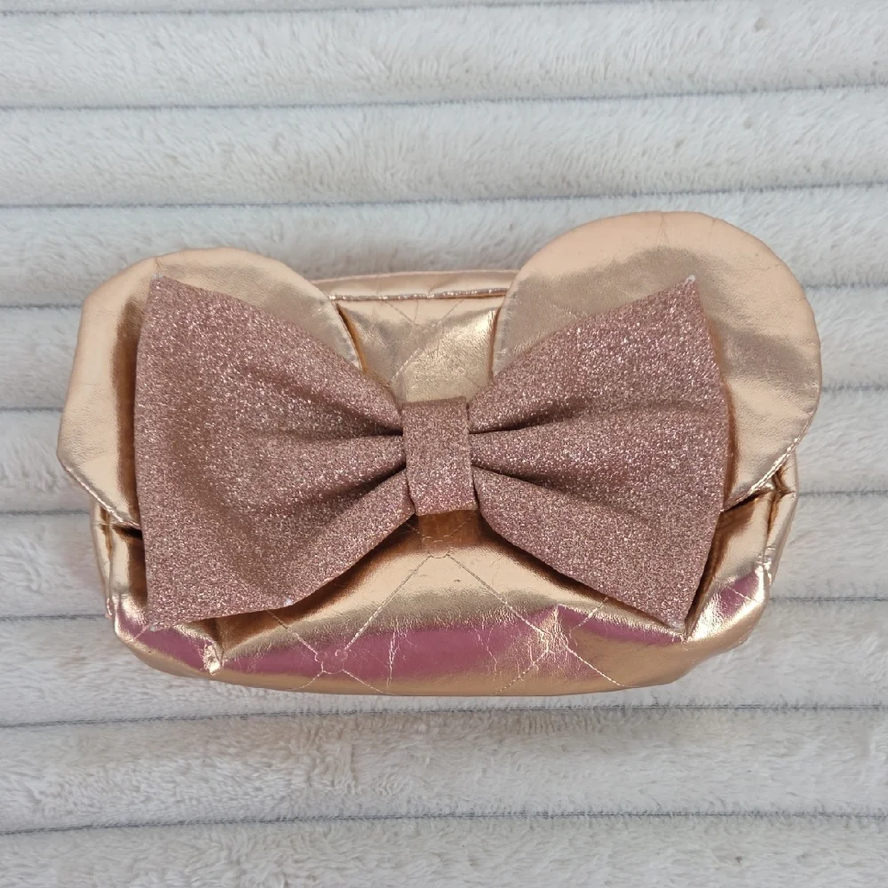 Disney Metallic Gold Mouse Ear Pouch with Glitter Bow